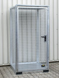 Gasflessen-container type GFC-E M0 verzinkt - ca. 1085x1140x2170 mm (lxbxh)/max. 16 gasflessen Ø 230 mm/met traanplaatbodem (draagkracht 1000 kg/m²)/afsluitbare vleugeldeur
