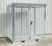 Gasflessen-container type GFC-E M2 verzinkt - ca. 2115x1570x2260 mm (lxbxh)/max. 45 gasflessen Ø 230 mm/met traanplaatbodem (draagkracht 1000 kg/m²)/afsluitbare vleugeldeur