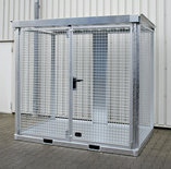 Gasflessen-container type GFC-E M3 verzinkt - ca. 2535x1575x2260 mm (lxbxh)/max. 60 gasflessen Ø 230 mm/met traanplaatbodem (draagkracht 1000 kg/m²)/afsluitbare vleugeldeur