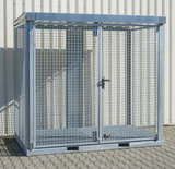 Gasflessen-container type GFC-E M3 verzinkt - ca. 2535x1575x2260 mm (lxbxh)/max. 60 gasflessen Ø 230 mm/met roosterbodem (draagkracht 1000 kg/m²)/afsluitbare vleugeldeur