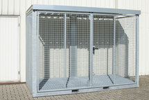 Gasflessen-container type GFC-E M4 verzinkt - ca. 3135x1570x2260 mm (lxbxh)/max. 78 gasflessen Ø 230 mm/met roosterbodem (draagkracht 1000 kg/m²)/afsluitbare vleugeldeur