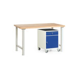 Systeem-werkbank met rolkast 1 53-4261-34, lengte 1500 mm, vaste hoogte, Taurotec