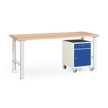 Systeem-werkbank met rolkast 1 55-7261-34, lengte 2000 mm, verstelbare hoogte, Taurotec