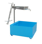 Vat-restlediger type MR - transport-maten ca. 842x800x415 mm (lxbxh)/opbouw-maten ca. 1260x800x1230 (lxbxh)/opvangvolume 233 liter/vatzwenkinrichting verzinkt/restlediging van 60 en/of 200 liter stale