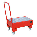 Mobiele opvangbak type AW 60-1 SR - ca. 800x500x415 mm (lxbxh)/opvangvolume 72 liter/max. 2 vaten van 60 liter/met verzinkt rooster (draagkracht 1000 kg/m²)/duwstang/2 zwenk- en 2 draagwielen