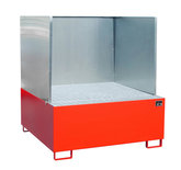 Opvangbak type AW 1000/SW - ca. 1460x1460x620 mm (lxbxh)/opvangvolume 1100 liter/max. 1 container (IBC) van 1000 liter/met verzinkt rooster (draagkracht 1000 kg/m²)/spatbeschermwand 3-zijdig