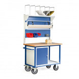 Pakstation verrijdbaar 17-2070, met multiwandopbouw, werkblad 1130x690 mm, Taurotec