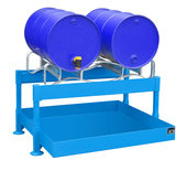 Vat-aftapstation type FAS-2 gelakt - ca. 1300x1550x735 mm (bxdxh)/opvangvolume 220 liter/draagkracht 760 kg/opslag en aftappen van max. 2 vaten van 200 liter