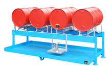 Vat-aftapstation type FAS-4 gelakt - ca. 1300x2900x735 mm (bxdxh)/opvangvolume 285 liter/draagkracht 1520 kg/opslag en aftappen van max. 4 vaten van 200 liter