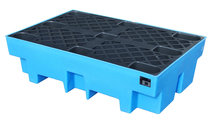 PE-Opvangbak type WP-PE 2/2 - ca. 1230x830x330 mm (lxbxh)/opvangvolume 240 liter/max. 2 vaten van 200 liter/draagkracht 650 kg/met PE-pallets