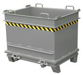 Bouwstofcontainer type BC 1000 - ca. 1035x1304x1160 mm (lxbxh)/draagkracht 2000 kg/inhoud ca. 1,00 (m³)/verstevigde bodemklep met 2 vergrendelingen