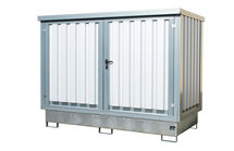 Depot gevaarlijke stoffen type GD-E/IBC 2 - ca. 2835x1595x2180 mm (lxbxh)/opvangvolume 1000 liter/max. 2 containerc (IBC) van 1000 liter/verzinkt rooster (draagkracht 1000 kg/m²)/binnen en buiten
