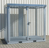Gasflessen-container type GFC-E M3 verzinkt - ca. 2535x1575x2260 mm (lxbxh)/max. 60 gasflessen Ø 230 mm/met roosterbodem (draagkracht 1000 kg/m²)/afsluitbare vleugeldeur