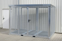 Gasflessen-container type GFC-E M5 verzinkt - ca. 3135x2170x2260 mm (lxbxh)/max. 104 gasflessen Ø 230 mm/met roosterbodem (draagkracht 1000 kg/m²)/afsluitbare vleugeldeur