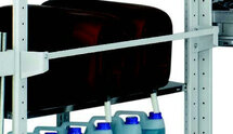 33771-Uitvalbeveiliging voor oliecans/breedte 1.000 mm/1 uitvalbeveiliging, 2 houderprofielen, incl. bouten/voor het borgen van vloeistofcontainers/RAL 7035 lichtgrijs