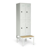 Kledingkast Classico dubbelvaks met ondergebouwde zitbank 527-1014, met 4 vakken, afdelingsbreedte 300 mm, Protaurus