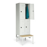 Kledingkast Classico dubbelvaks met ondergebouwde zitbank 527-1014, met 4 vakken, afdelingsbreedte 300 mm, Protaurus