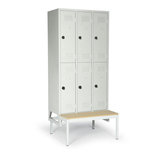 Kledingkast Classico dubbelvaks met ondergebouwde zitbank 527-1015, met 6 vakken, afdelingsbreedte 300 mm, Protaurus