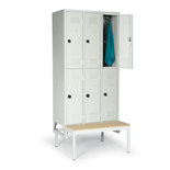Kledingkast Classico dubbelvaks met ondergebouwde zitbank 527-1015, met 6 vakken, afdelingsbreedte 300 mm, Protaurus