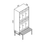 Kledingkast Classico dubbelvaks met ondergebouwde zitbank 527-1015, met 6 vakken, afdelingsbreedte 300 mm, Protaurus
