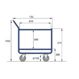 Tafelwagen voor kunststof kratten 11-1410-R09, voor 2 x 1 krat, laadvlak 600x400 mm, Rotauro