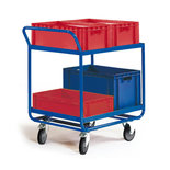 Tafelwagen voor kunststof kratten 11-1411, voor 2 x 2 kratten, laadvlak 800x600 mm, Rotauro