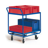 Tafelwagen voor kunststof kratten 11-1411-R21, voor 2 x 2 kratten, laadvlak 800x600 mm, Rotauro