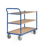 Tafelwagen basic 120-1215, met 3 laadvlakken en schuine duwbeugel, laadvlak 1000x600 mm, Tauroflex