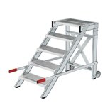 Aluminium werkplatform - enkelzijdig oploopbaar/werkhoogte 3.0 m/platformhoogte 990 mm/aantal treden 5/treden en platform gemaakt van roosterstaal