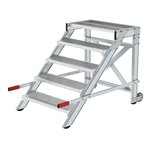Aluminium werkplatform - enkelzijdig oploopbaar/werkhoogte 3.0 m/platformhoogte 990 mm/aantal treden 5/treden en platform gemaakt van roosterstaal
