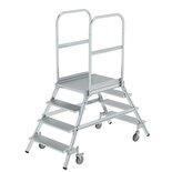 Aluminium verrijdbare bordestrap - tweezijdig oploopbaar/werkhoogte 3 m/platformhoogte 960 mm/aantal treden 2x4/treden en platform gemaakt van aluminium