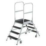 Aluminium verrijdbare bordestrap - tweezijdig oploopbaar/werkhoogte 3 m/platformhoogte 960 mm/aantal treden 2x4/treden en platform met antisliplaag