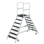 Aluminium verrijdbare bordestrap - tweezijdig oploopbaar/werkhoogte 3.7 m/platformhoogte 1.68 m/aantal treden 2x7/treden en platform met antisliplaag
