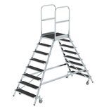 Aluminium verrijdbare bordestrap - tweezijdig oploopbaar/werkhoogte 3.9 m/platformhoogte 1.92 m/aantal treden 2x8/treden en platform met antisliplaag