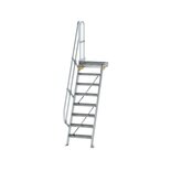 Aluminium vaste trap met platform 60° - loodrechte hoogte 1.940 mm/aantal treden 8/breedte treden 600 mm/treden en platform gemaakt van gegolfd aluminium R 9