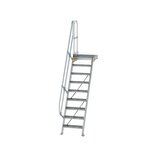 Aluminium vaste trap met platform 60° - loodrechte hoogte 2.180 mm/aantal treden 9/breedte treden 600 mm/treden en platform gemaakt van gegolfd aluminium R 9