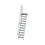 Aluminium vaste trap met platform 60° - loodrechte hoogte 2.660 mm/aantal treden 11/breedte treden 600 mm/treden en platform gemaakt van gegolfd aluminium R 9