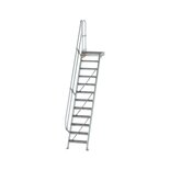 Aluminium vaste trap met platform 60° - loodrechte hoogte 2.900 mm/aantal treden 12/breedte treden 600 mm/treden en platform gemaakt van gegolfd aluminium R 9