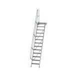Aluminium vaste trap met platform 60° - loodrechte hoogte 3.150 mm/aantal treden 13/breedte treden 600 mm/treden en platform gemaakt van gegolfd aluminium R 9