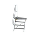 Aluminium vaste trap met platform 60° - loodrechte hoogte 970 mm/aantal treden 4/breedte treden 800 mm/treden en platform gemaakt van gegolfd aluminium R 9