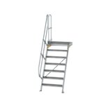 Aluminium vaste trap met platform 60° - loodrechte hoogte 1.690 mm/aantal treden 7/breedte treden 800 mm/treden en platform gemaakt van gegolfd aluminium R 9