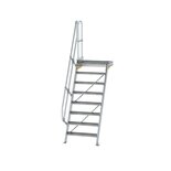 Aluminium vaste trap met platform 60° - loodrechte hoogte 1.940 mm/aantal treden 8/breedte treden 800 mm/treden en platform gemaakt van gegolfd aluminium R 9