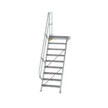 Aluminium vaste trap met platform 60° - loodrechte hoogte 2.180 mm/aantal treden 9/breedte treden 800 mm/treden en platform gemaakt van gegolfd aluminium R 9