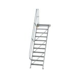 Aluminium vaste trap met platform 60° - loodrechte hoogte 2.660 mm/aantal treden 11/breedte treden 800 mm/treden en platform gemaakt van gegolfd aluminium R 9