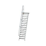 Aluminium vaste trap met platform 60° - loodrechte hoogte 3.640 mm/aantal treden 15/breedte treden 800 mm/treden en platform gemaakt van gegolfd aluminium R 9