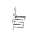 Aluminium vaste trap met platform 60° - loodrechte hoogte 1.210 mm/aantal treden 5/breedte treden 1.000 mm/treden en platform gemaakt van gegolfd aluminium R 9