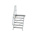 Aluminium vaste trap met platform 60° - loodrechte hoogte 1.450 mm/aantal treden 6/breedte treden 1.000 mm/treden en platform gemaakt van gegolfd aluminium R 9