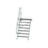 Aluminium vaste trap met platform 60° - loodrechte hoogte 1.690 mm/aantal treden 7/breedte treden 1.000 mm/treden en platform gemaakt van gegolfd aluminium R 9