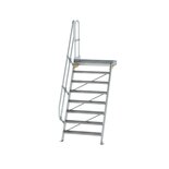 Aluminium vaste trap met platform 60° - loodrechte hoogte 1.940 mm/aantal treden 8/breedte treden 1.000 mm/treden en platform gemaakt van gegolfd aluminium R 9