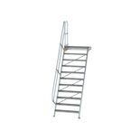 Aluminium vaste trap met platform 60° - loodrechte hoogte 2.660 mm/aantal treden 11/breedte treden 1.000 mm/treden en platform gemaakt van gegolfd aluminium R 9